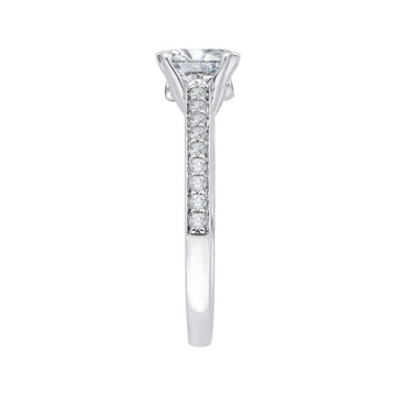 Diamond Cathedral Style Engagement Ring in 14K White Gold